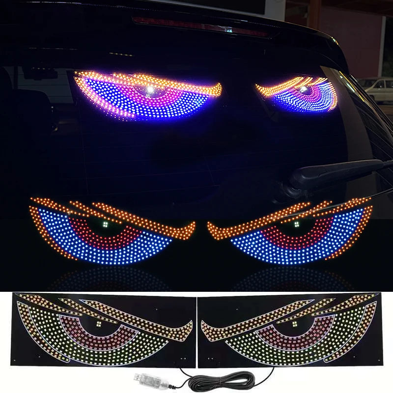 Car Lights Blinks Truck Car Dynamic Eye Lights LED Flexible Display Rear Window Advertising Stickers