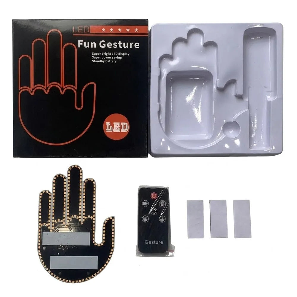 Multi-functional Car LED Finger Lights Remote Control Male/Female Car Gesture Light Rear Window Decoration Interaction Light