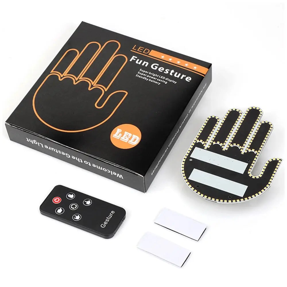 Multi-functional Car LED Finger Lights Remote Control Male/Female Car Gesture Light Rear Window Decoration Interaction Light