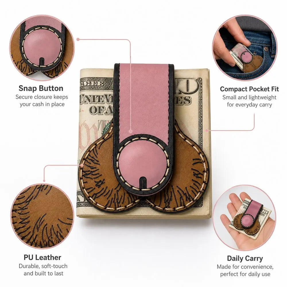 New Funny Novelty Money Clip Snap Button Compact Money Holder Anatomical Shape PU Leather Cash Holder Clip Daily Carry