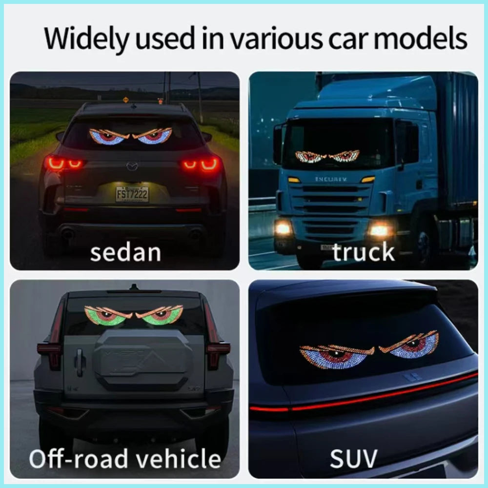 Car Lights Blinks Truck Car Dynamic Eye Lights LED Flexible Display Rear Window Advertising Stickers