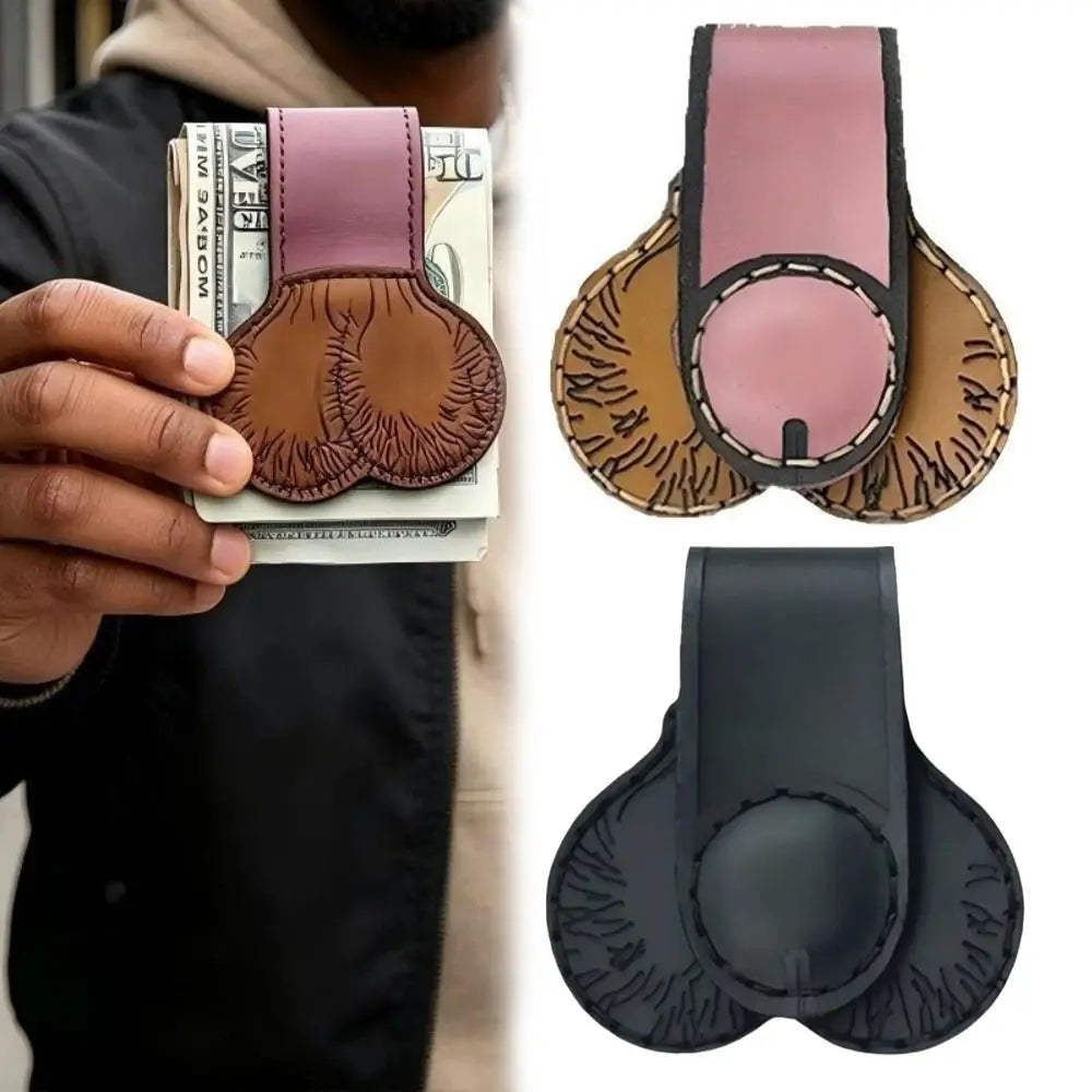 New Funny Novelty Money Clip Snap Button Compact Money Holder Anatomical Shape PU Leather Cash Holder Clip Daily Carry