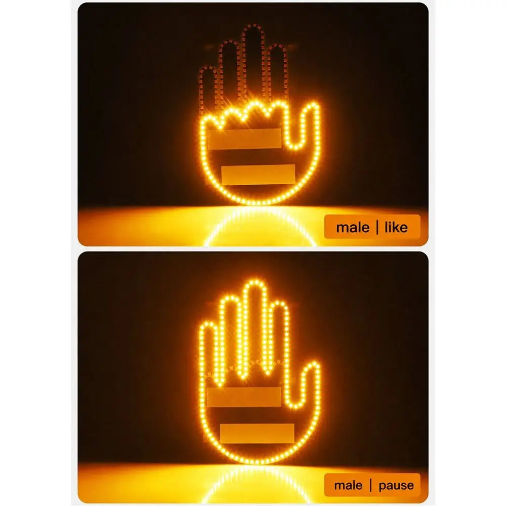 Multi-functional Car LED Finger Lights Remote Control Male/Female Car Gesture Light Rear Window Decoration Interaction Light
