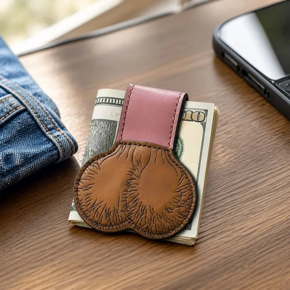 New Funny Novelty Money Clip Snap Button Compact Money Holder Anatomical Shape PU Leather Cash Holder Clip Daily Carry