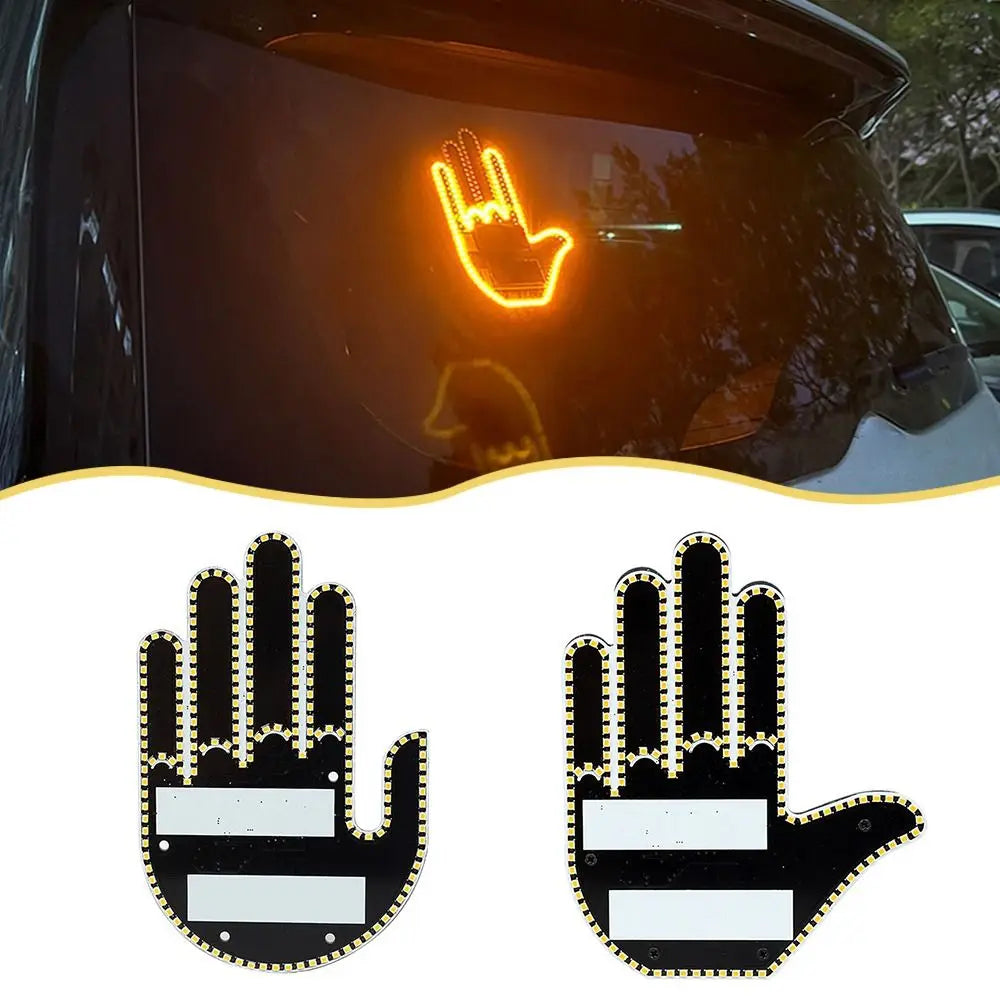 Multi-functional Car LED Finger Lights Remote Control Male/Female Car Gesture Light Rear Window Decoration Interaction Light